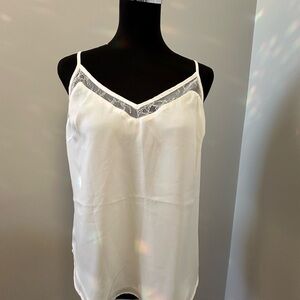 Dynamite Elegant White Lace Trim Cami Top